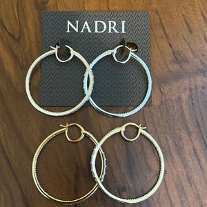Madrid hoop earrings. 1 silver pair and 1 gold pair.